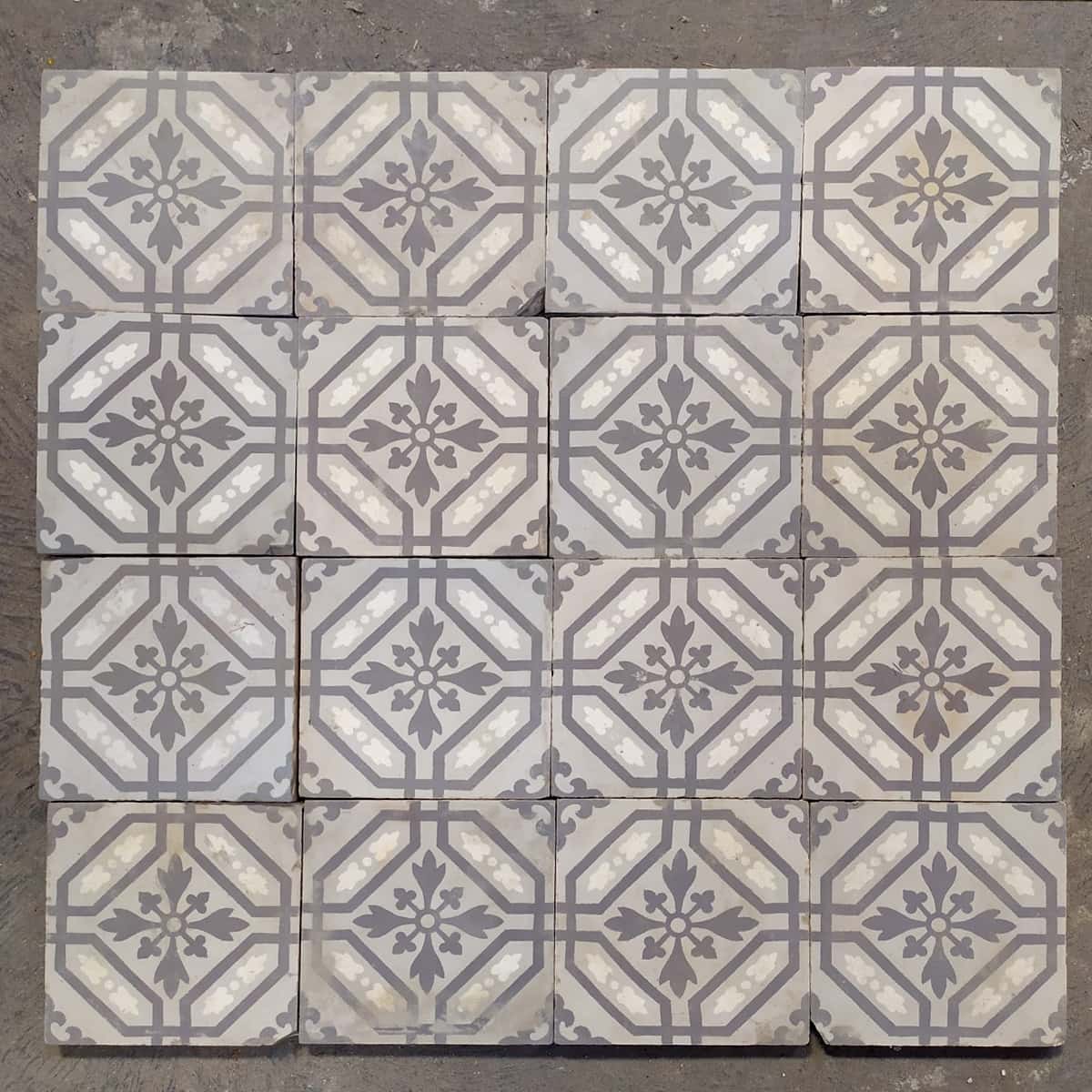 Carreaux De Ciment Anciens Bleu Gris Et Blanc Mat Riaux Autenthiques