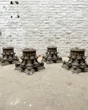 Old grey column feet with set bases