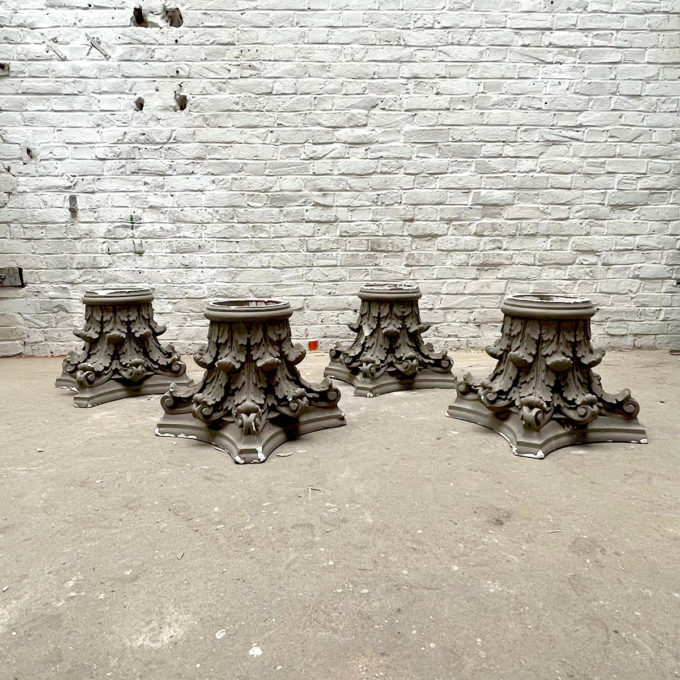 Old grey column feet with set bases