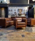 3 fauteuils cuir style knoll