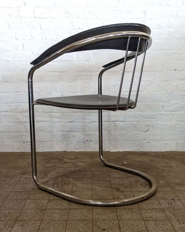 Black leather and chrome armchair