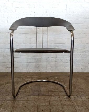 Black leather and chrome armchair