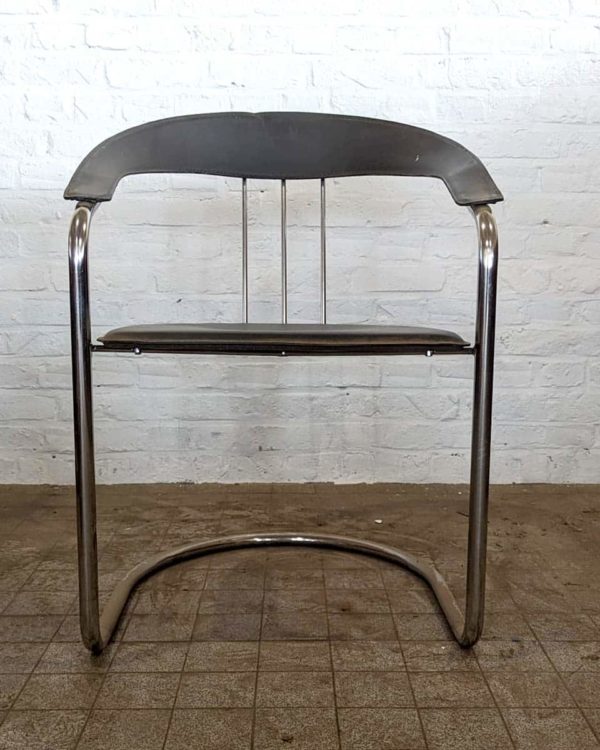 Fauteuil cuir noir et chrome