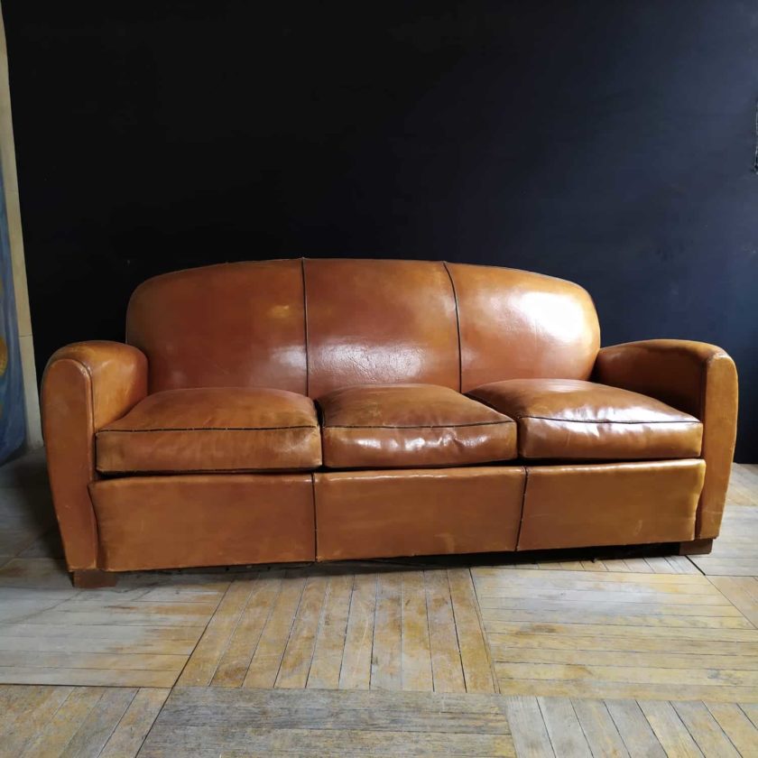 Leather club sofa, 190x87x57cm.