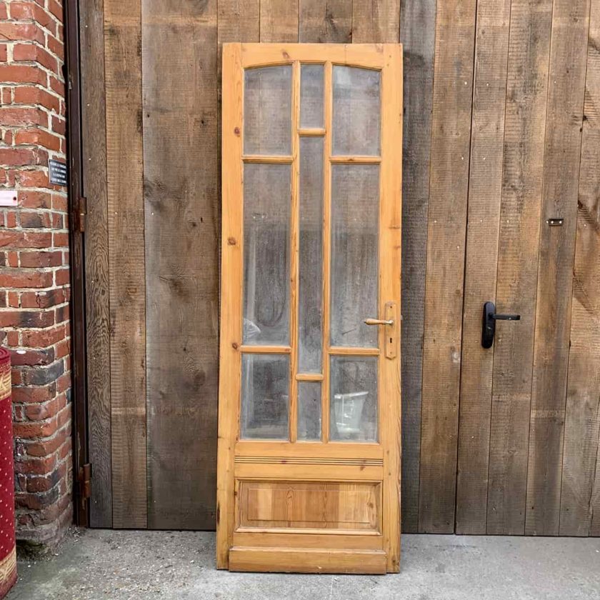 Antique glass door, 224x77cm.