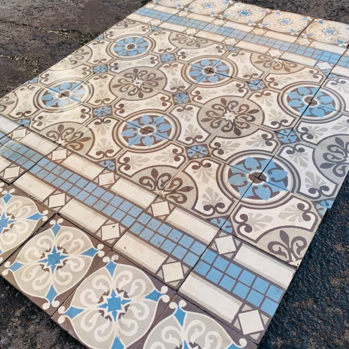 Blue and white cement tiles 1
