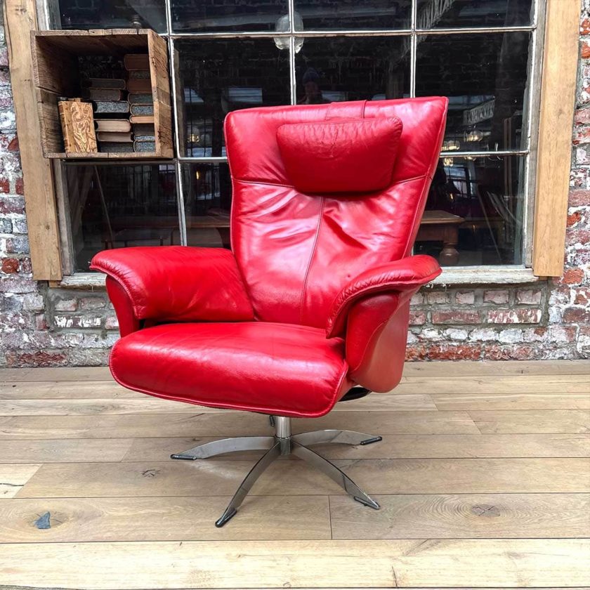 armchair upholstered in red leather