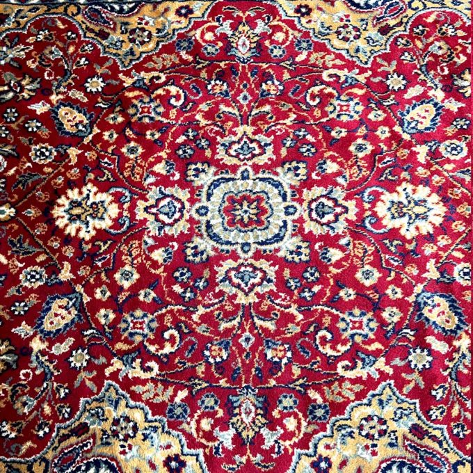 Large red middle blue carpet