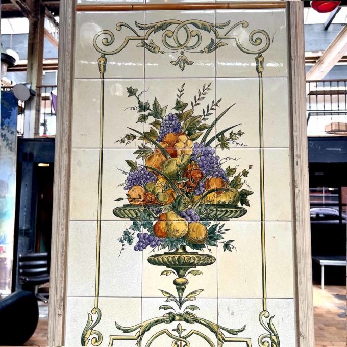 Faience panels with foral motif and animal top