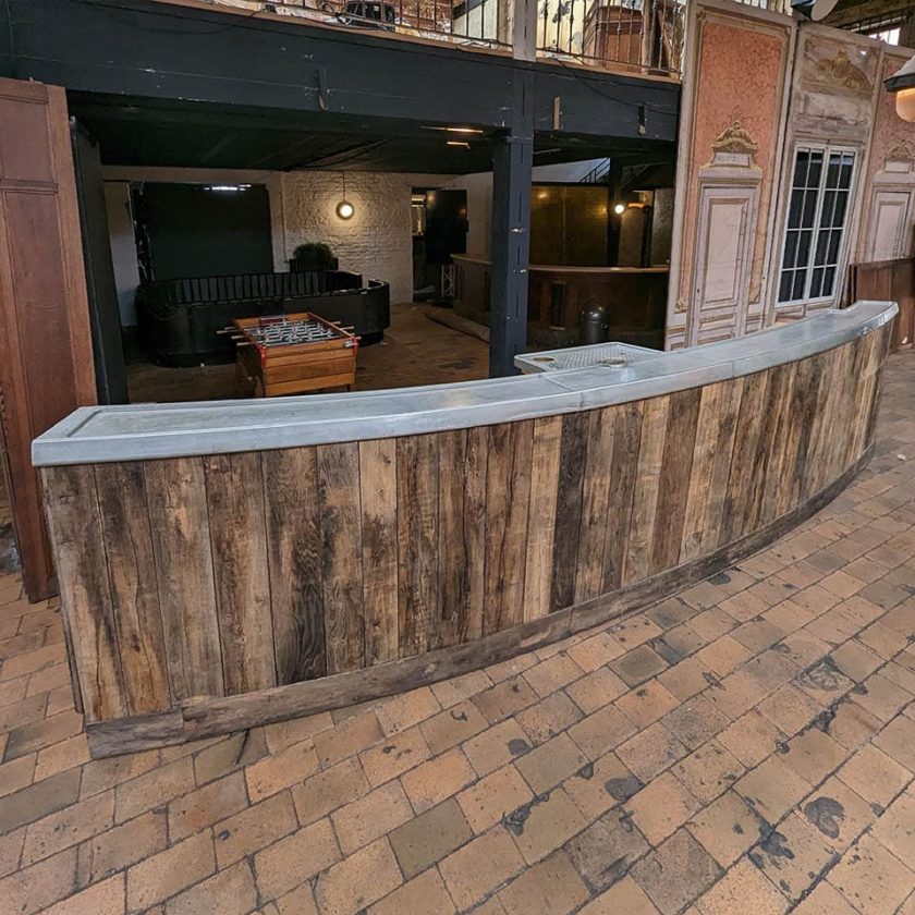 Bar en chêne rustique piste etain