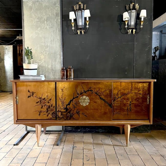 Chinese sideboard with gold lacquered panels