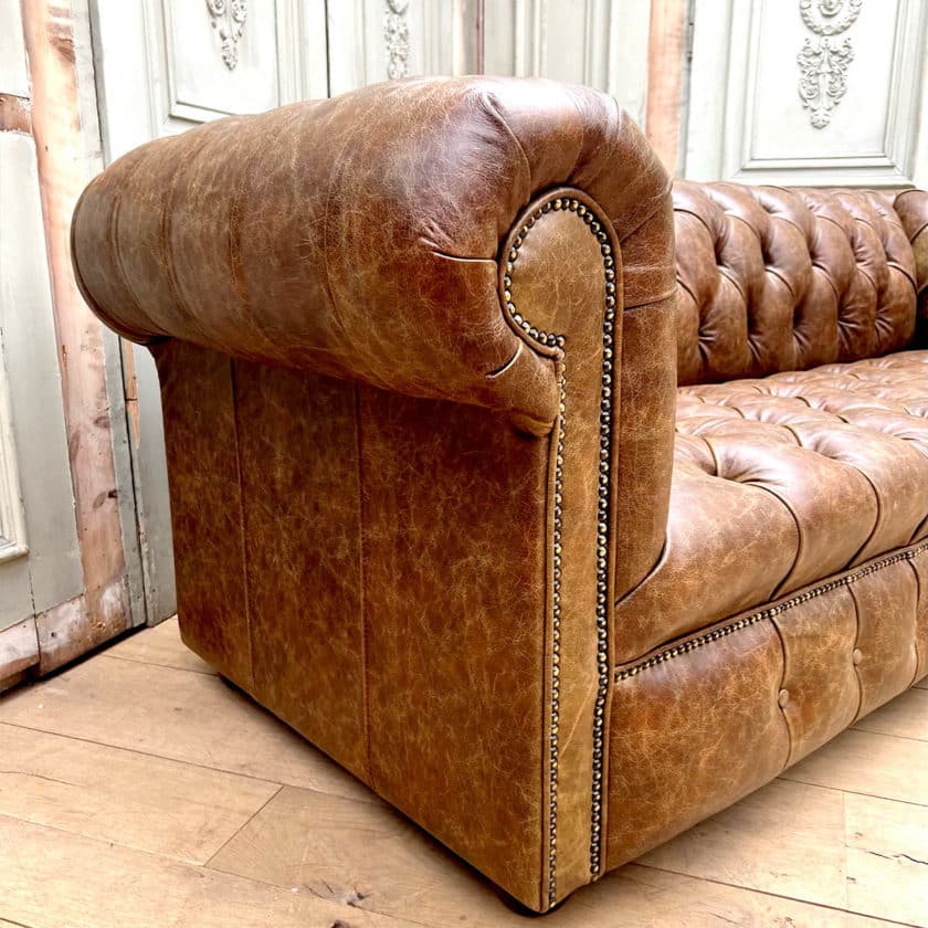 Brown chesterfield side zoom