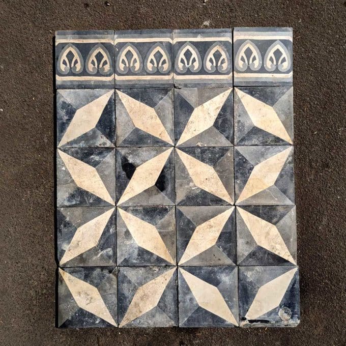 Lot of geometric cement tiles