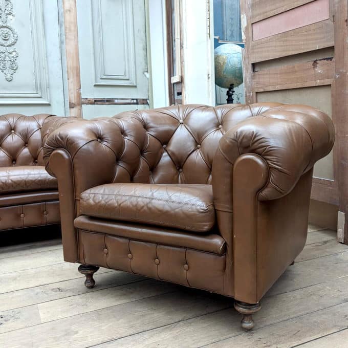 Chesterfield lounge and 2 armchairs