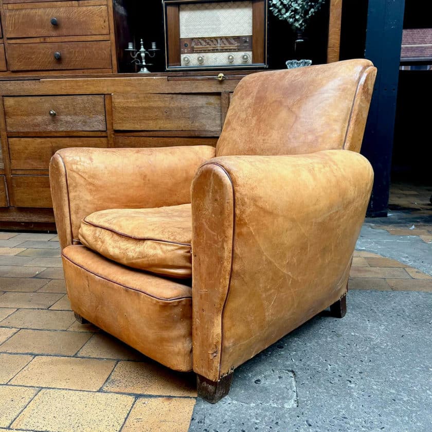 Pair of right leather club chairs
