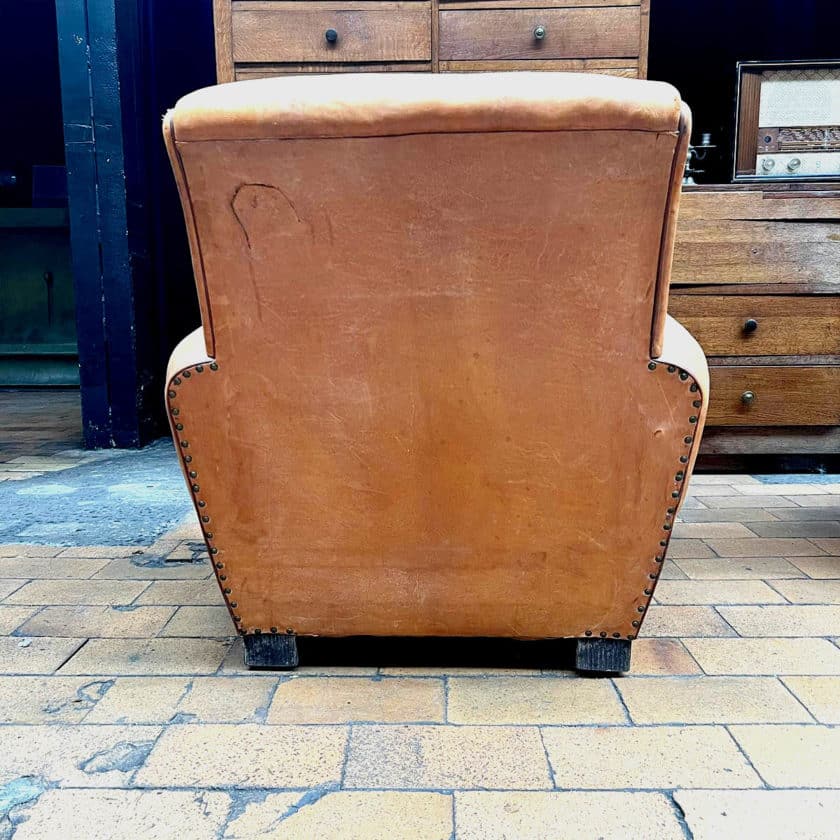 Pair of back leather club chairs