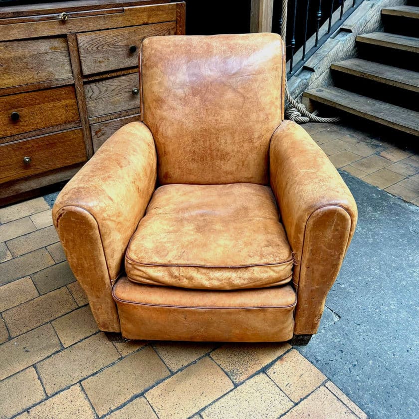 Pair of top leather club chairs