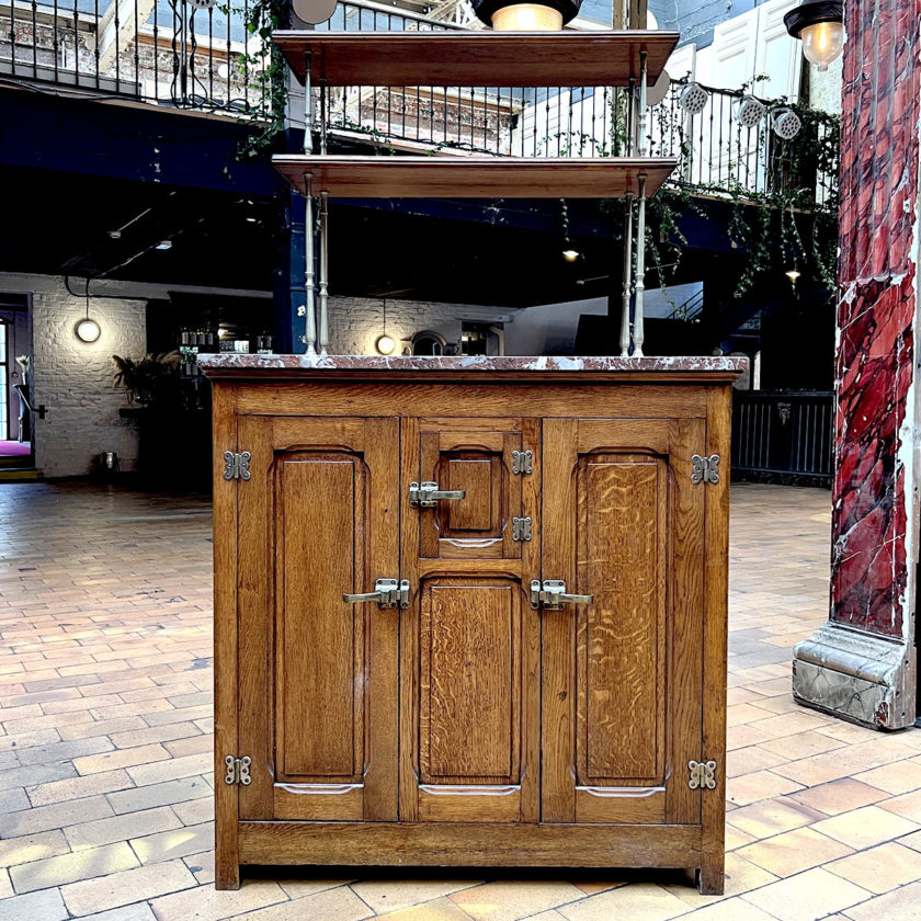 Oak sideboard, front marble top