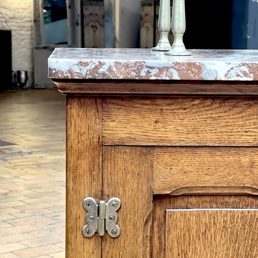 Oak sideboard, marble top zoom top