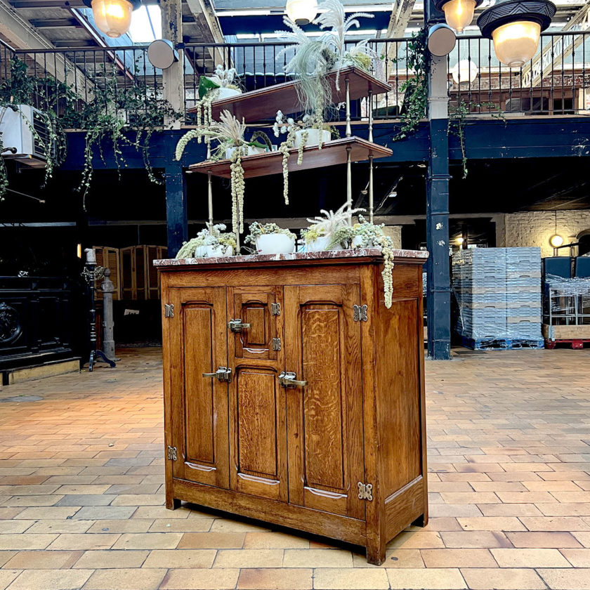 Oak sideboard, semi-side marble top