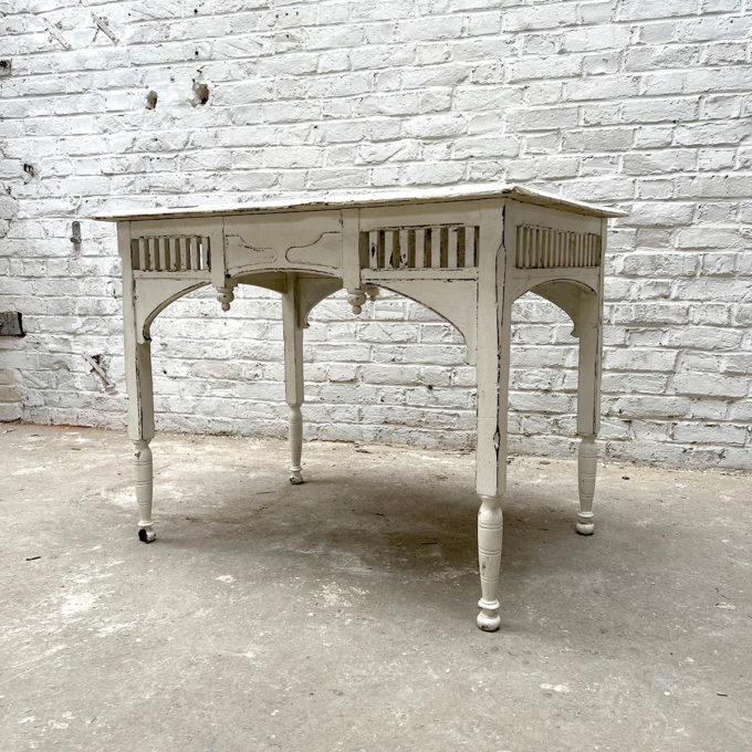 White semi-side table