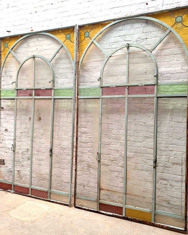 Metal canopy with coloured glass 155x264 side