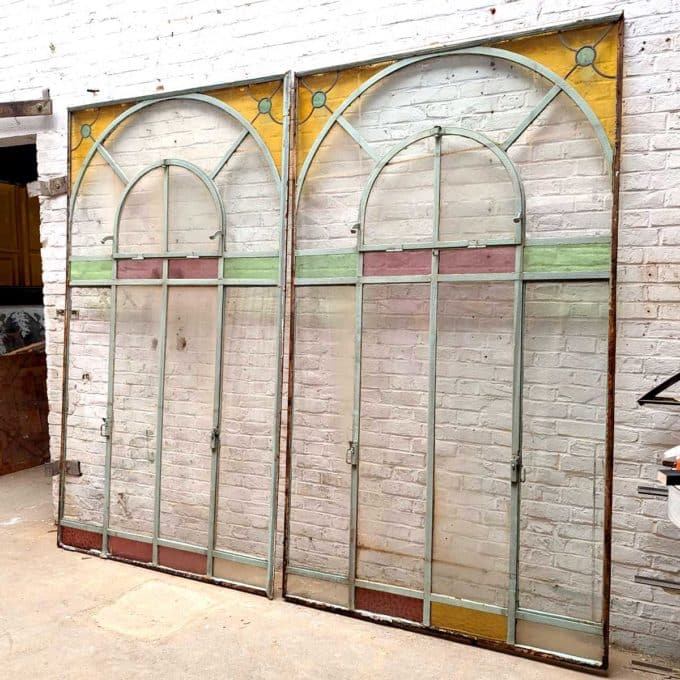 Metal canopy with coloured glass 155x264 side