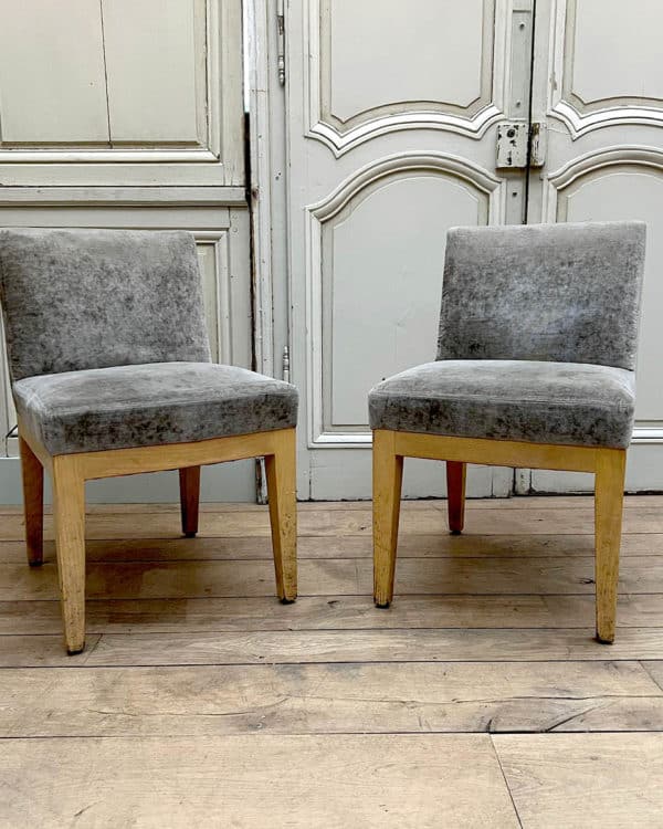 Modern chair with grey velvet fabric