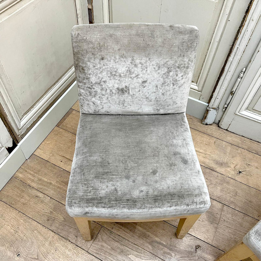 Modern chair with grey velvet fabric