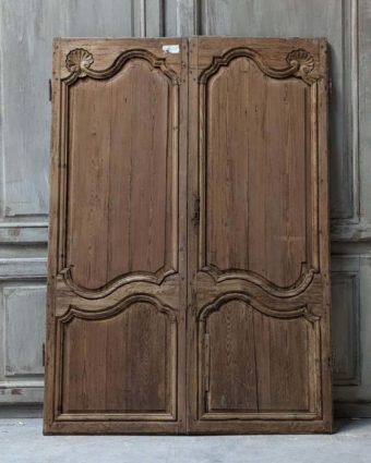 Double porte de placard en sapin style Louis XV 17x164cm