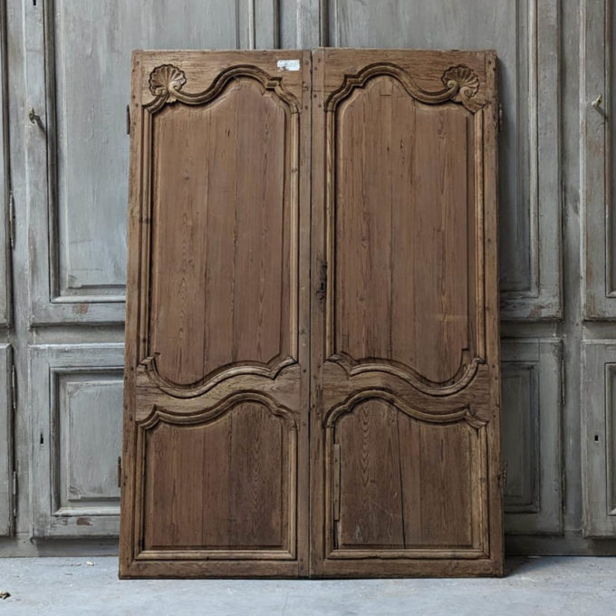 Double porte de placard en sapin style Louis XV 17x164cm