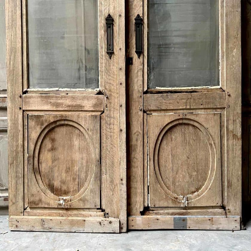 Double porte vitrée en chêne 248x146 cm details