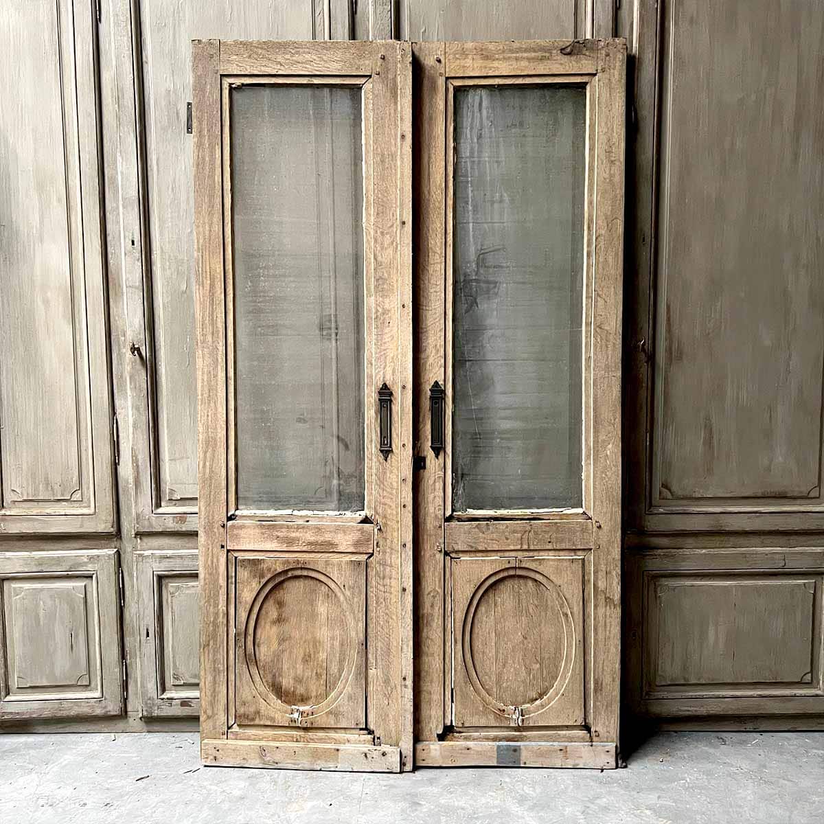 Double porte vitrée en chêne 248x146 cm