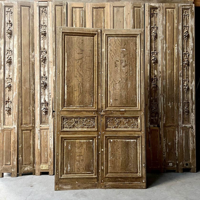 Delicate set of Louis XVI oak door front panelling