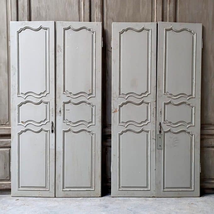Pair of double Louis XV cupboard doors in pitch pan 111x215