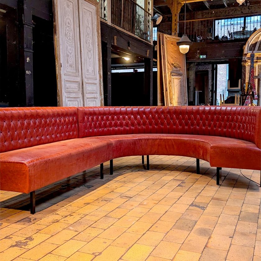 25m red leather bench seat