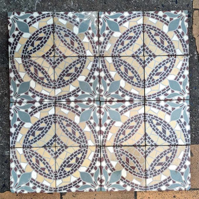Antique cement tiles with mozaic motif
