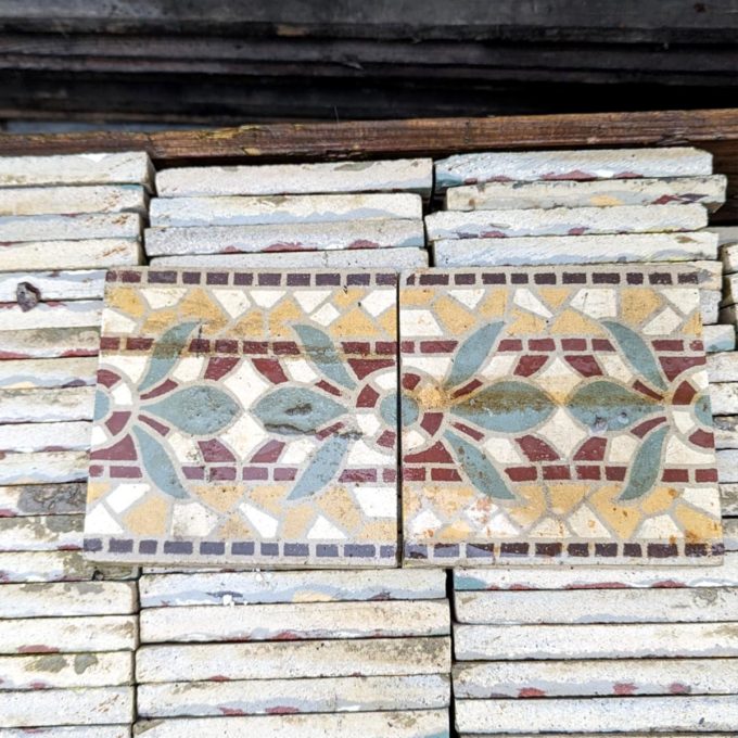 Antique cement tiles with zoom mozaic pattern