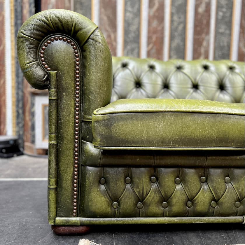 Green leather chesterfield sofa