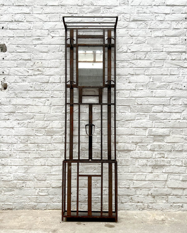 Art Deco hammered iron coat rack