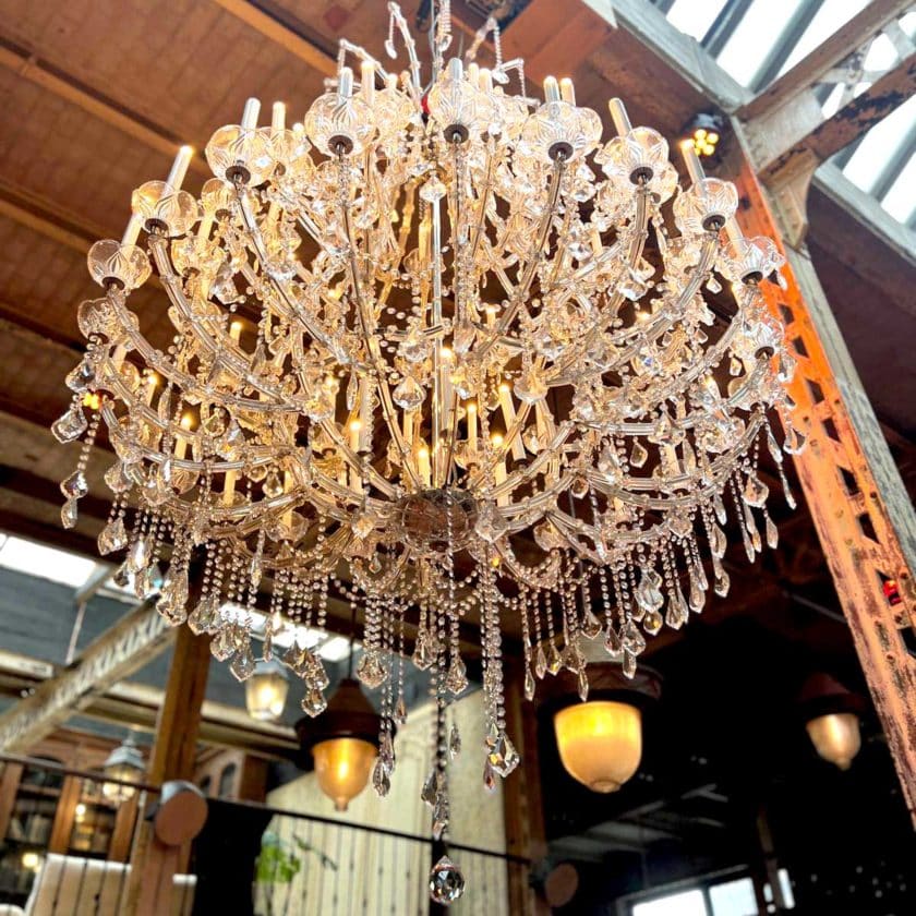 Chandelier with 66 down glass arms