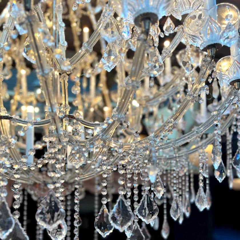 66-arm glass chandelier zoom side