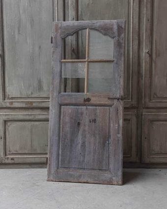 Porte vitrée louis XV en chêne décapé 82x177 cm
