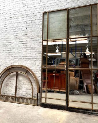 Double glass door with transom
