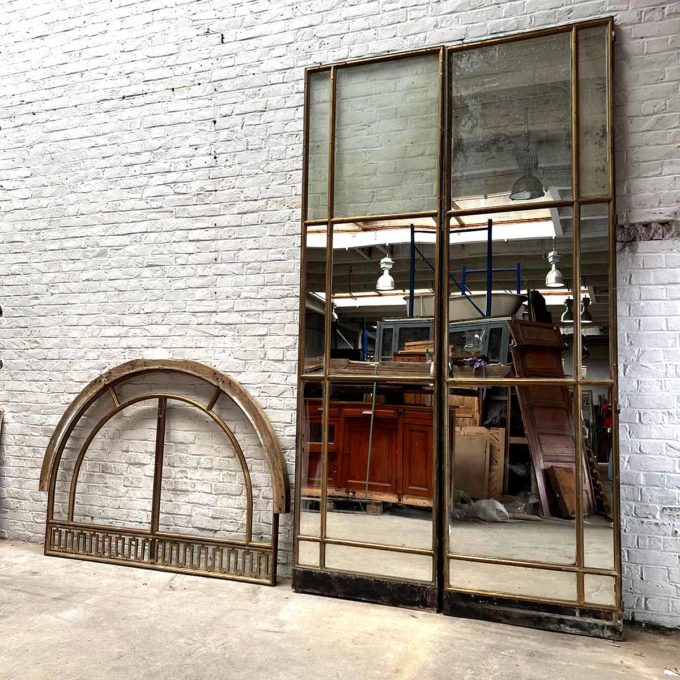 Double glass door with transom
