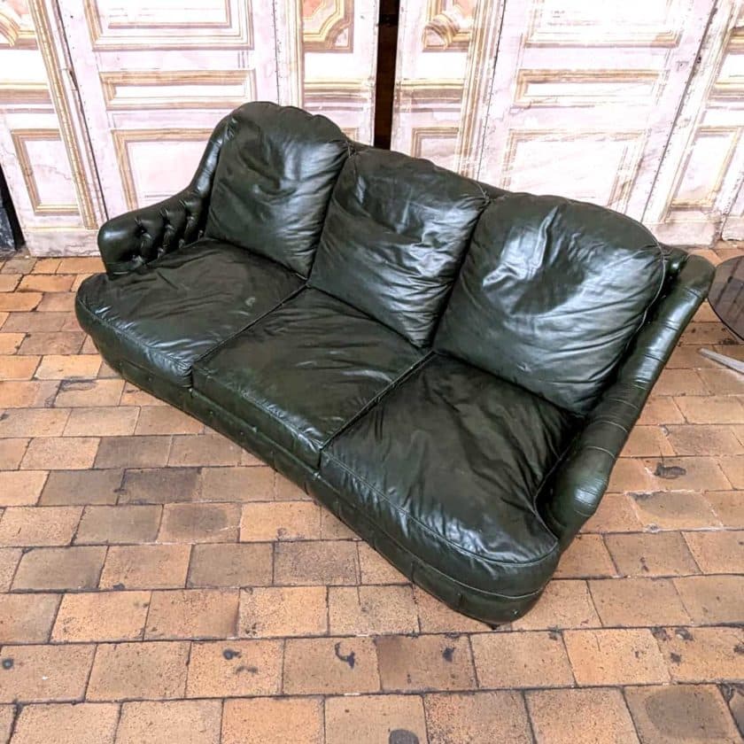 Green leather sofa bed top