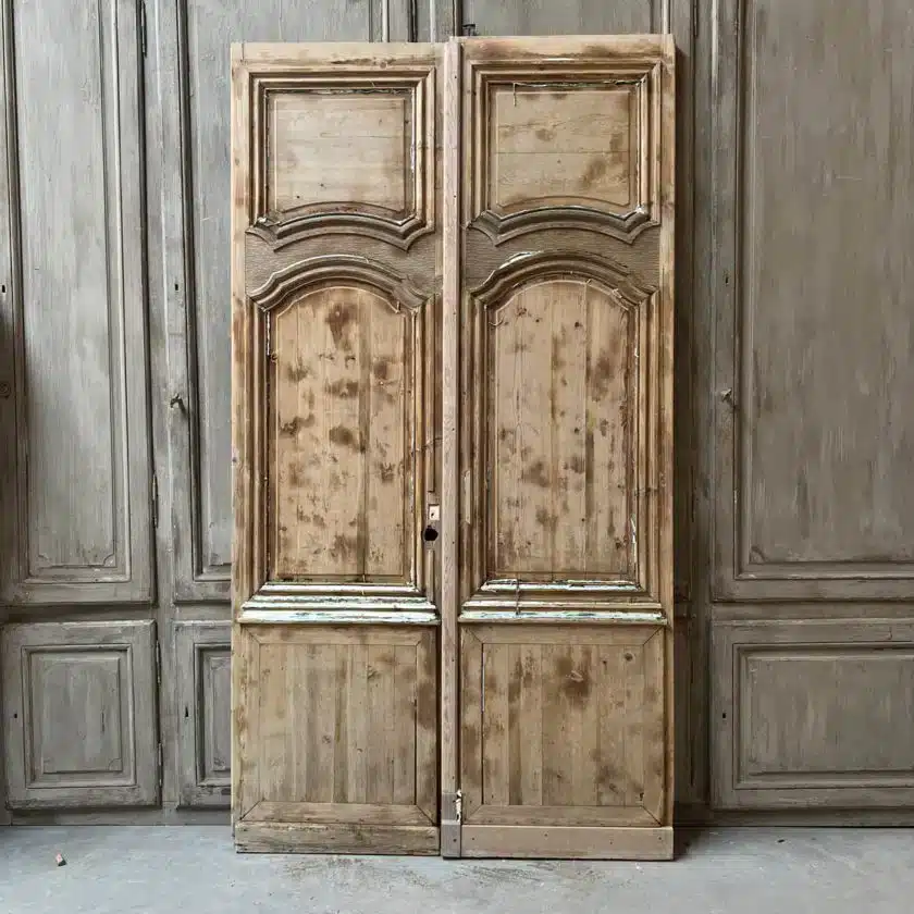 stripped double door