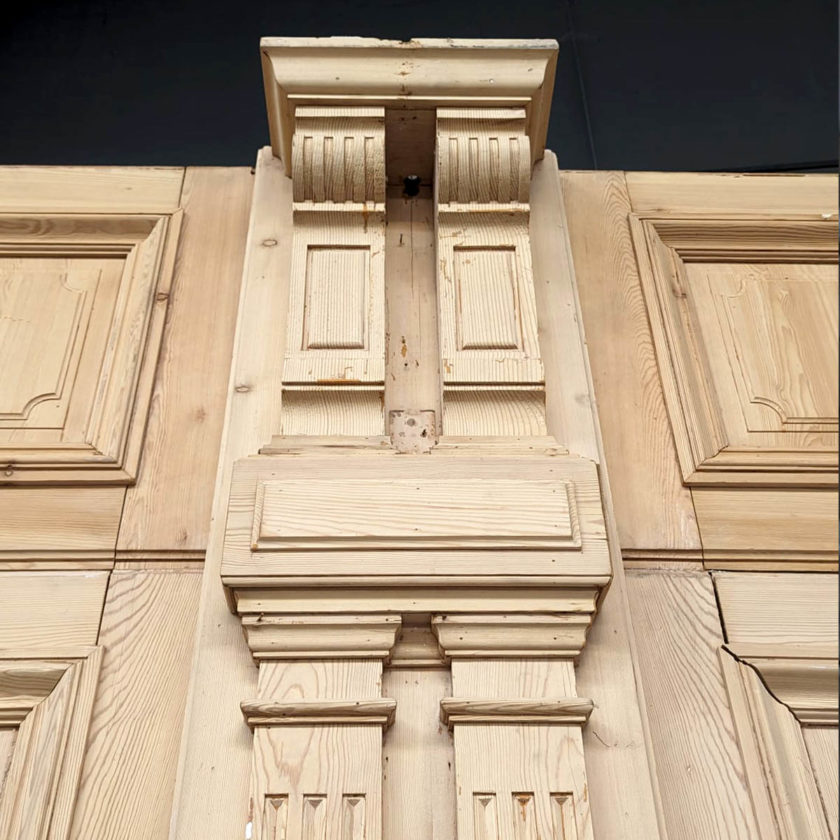 wood panelling with two single doors top details