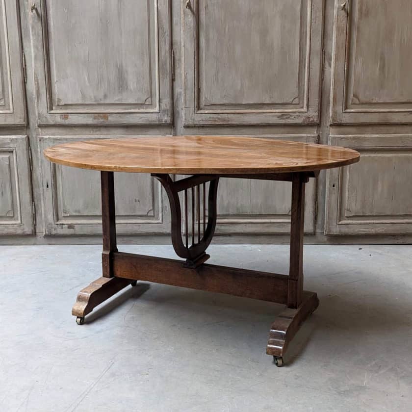 oval table in burr walnut