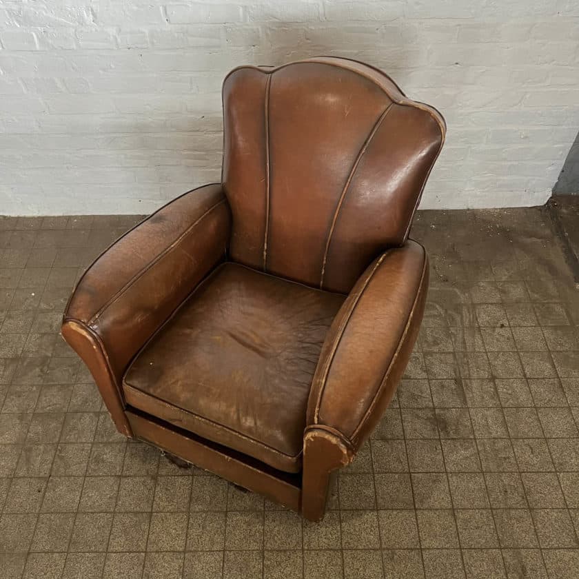 Vintage leather moustache club chair